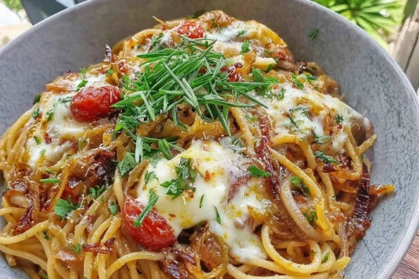 Caramelised Onion and Garlic Spaghetti