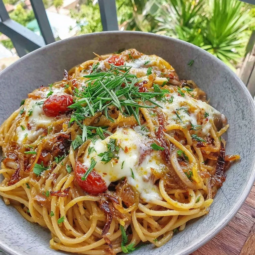 Caramelised Onion and Garlic Spaghetti