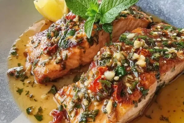 Easy Baked Salmon with Garlic Butter Sauce