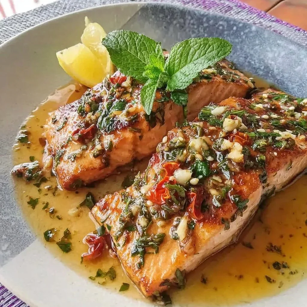 Easy Baked Salmon with Garlic Butter Sauce